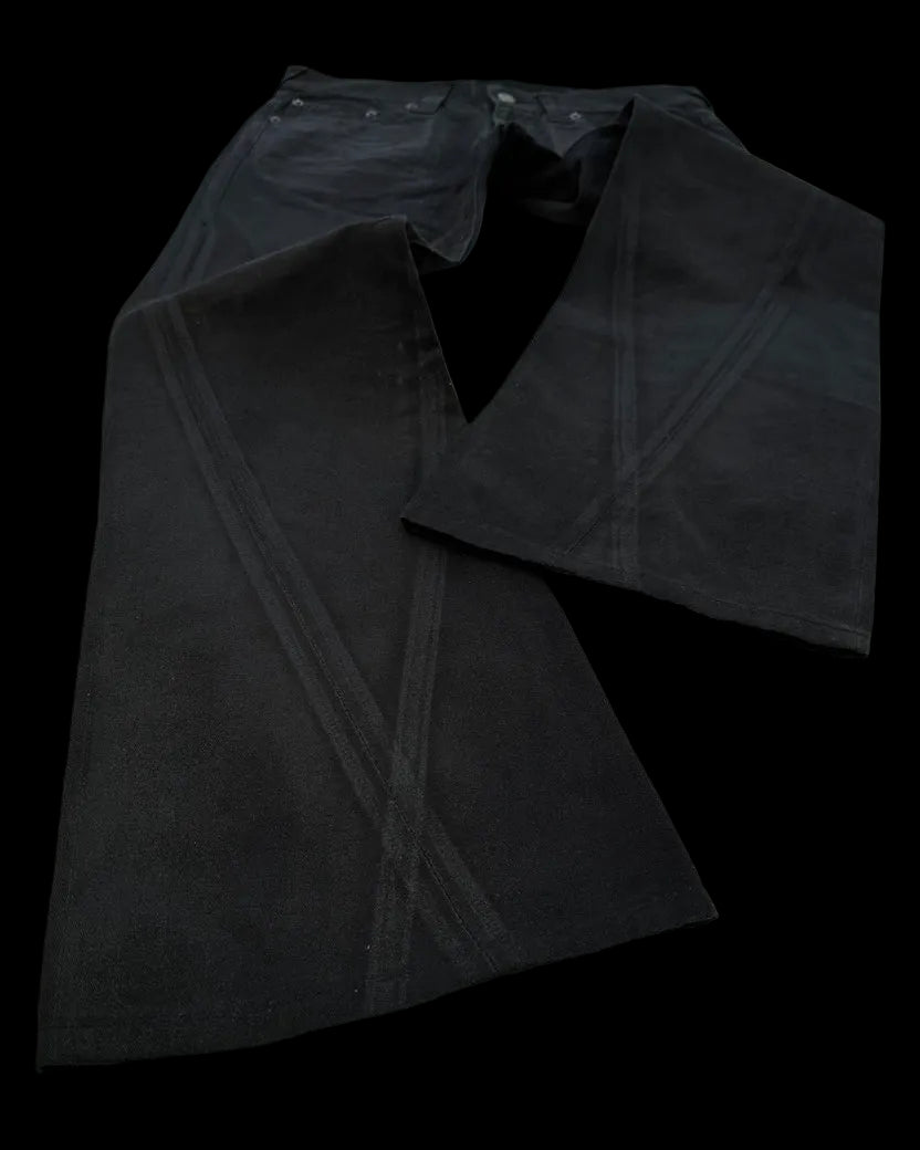"TRIBAL" FLARED WAXED DENIM