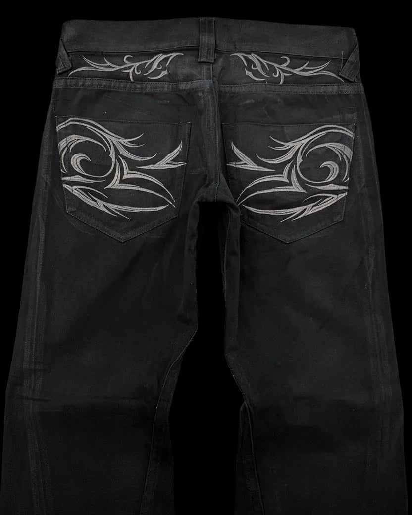 "TRIBAL" FLARED WAXED DENIM