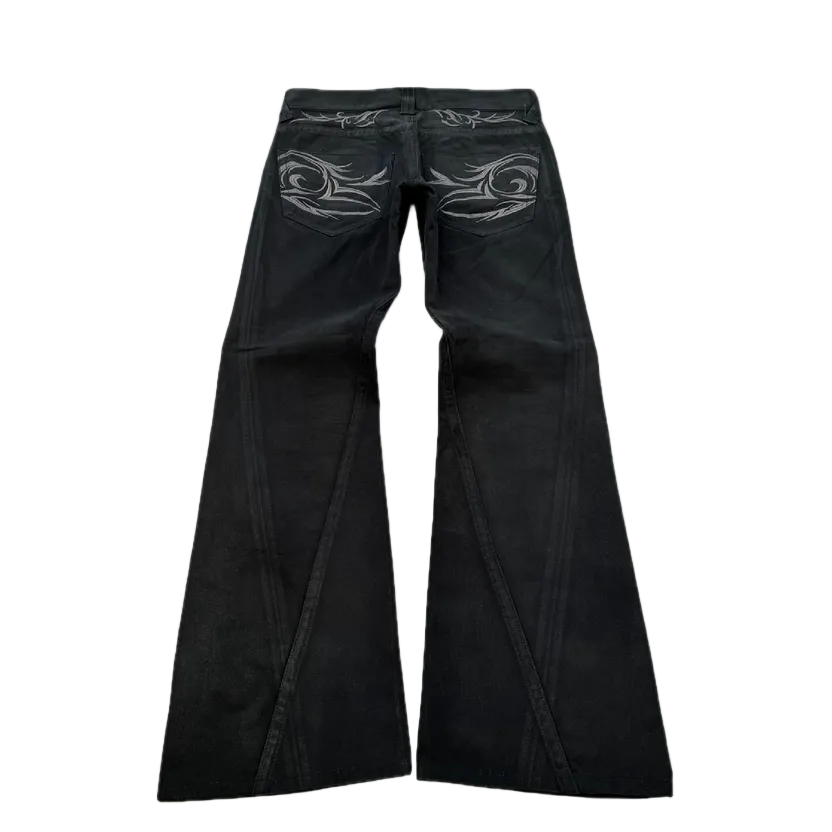 "TRIBAL" FLARED WAXED DENIM