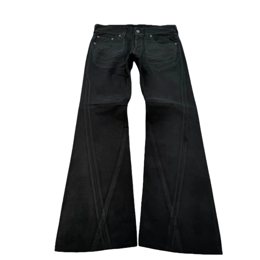 "TRIBAL" FLARED WAXED DENIM
