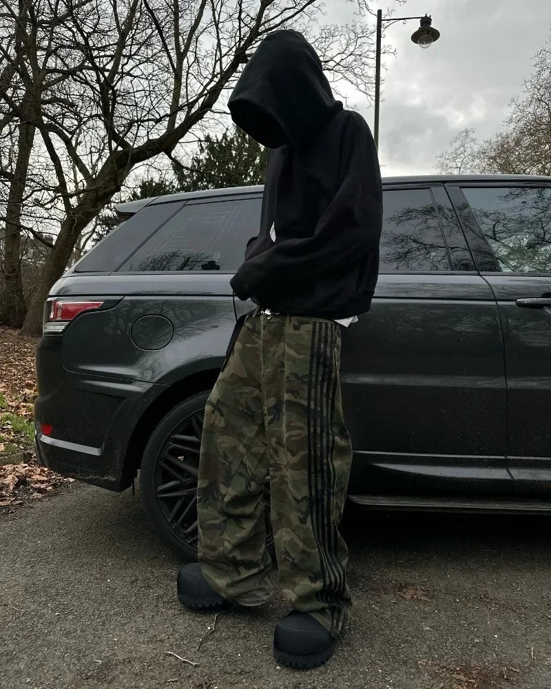 'STRIPE CAMO' BAGGY JEANS